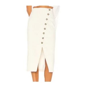 Ellejay Karina Corduroy Ivory Button-Down Midi Skirt